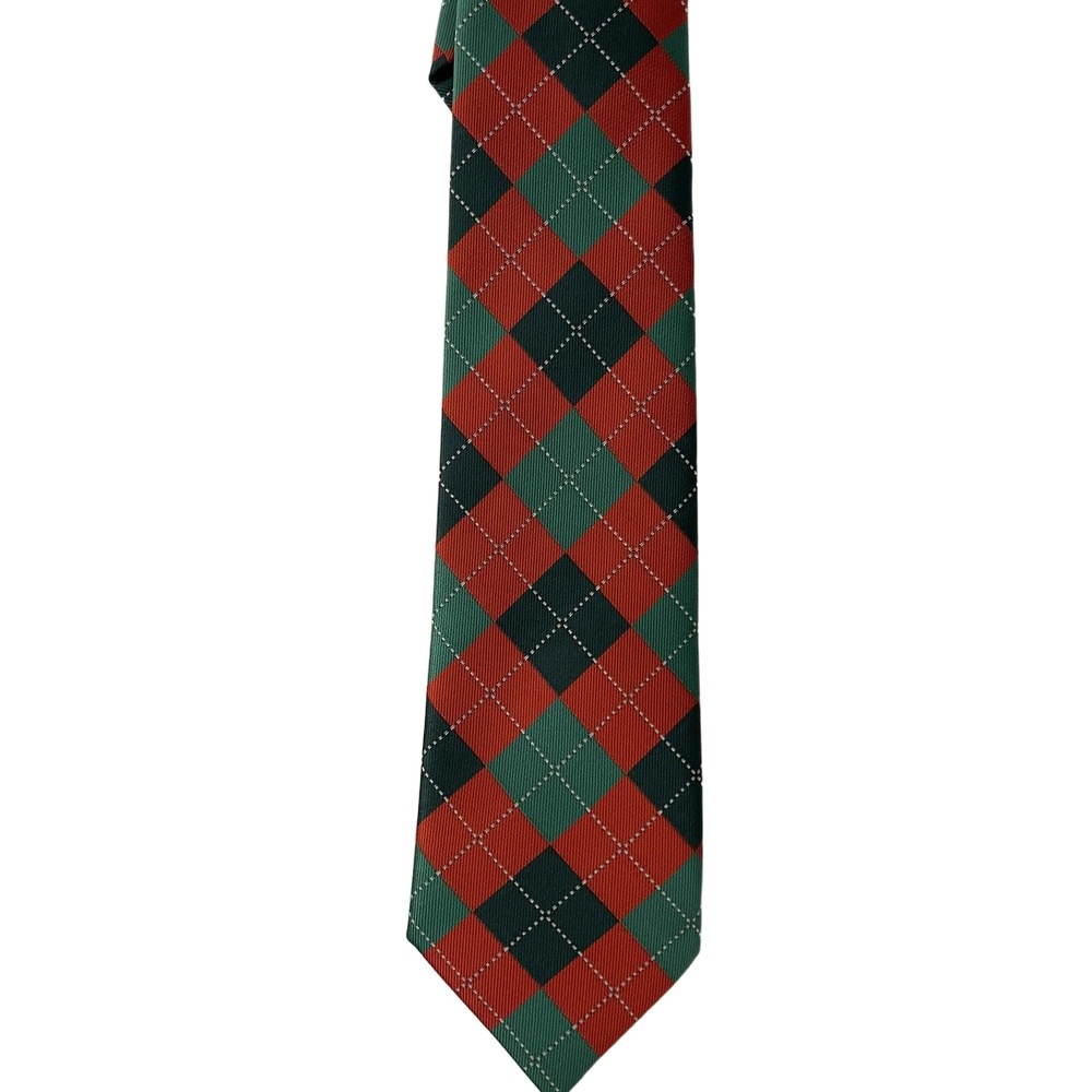 BOYS TIE 8 - 11 years zipper Diamond Red Green LITTLEST PRINCE COUTURE